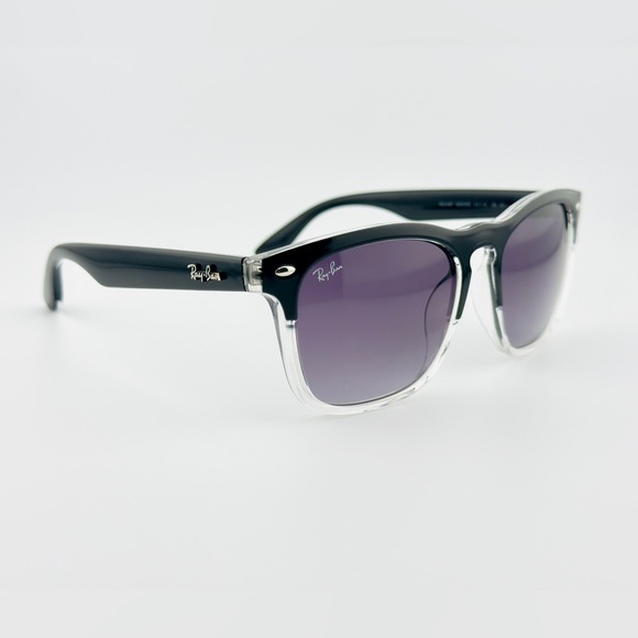 Ray-Ban Steve Sunglasses RB4487 Polished Black on Transparent Frame Gray Lenses! - Picture 4 of 14
